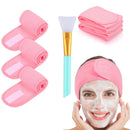 3 Stück Verstellbares Stirnband mit 1 Maskenpinsel Yoga Spa Bad Dusche Make-up Gesichtsreinigung Kosmetik-Stirnband Make-up Zubehör