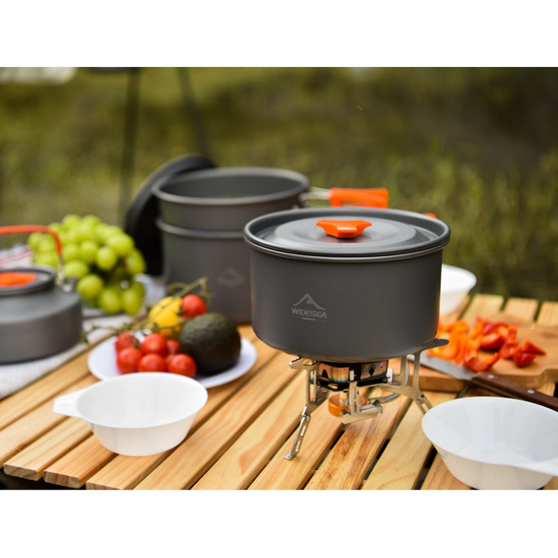 Widesea Camping Tableware Outdoor Cookware Set Pots Tourist Dishes Bowler Kitchen Equipment Gear Utensils Hiking Picnic Travel