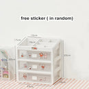MINKYS Kawaii Large Capacity Transparent Drawer Type Desktop Organizer Desk Storage Box Pen Holder School Office Stationery