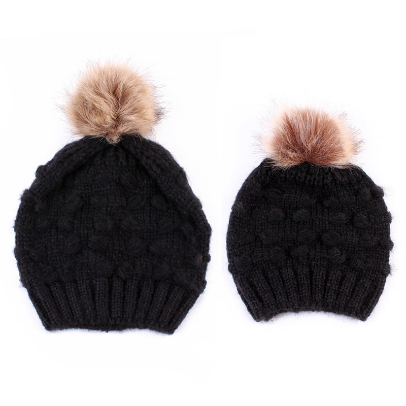 lioraitiin Mom Kid Beanie Hat Gorro de punto Gorro de punto para bebé recién nacido Gorro de mezcla de algodón sólido