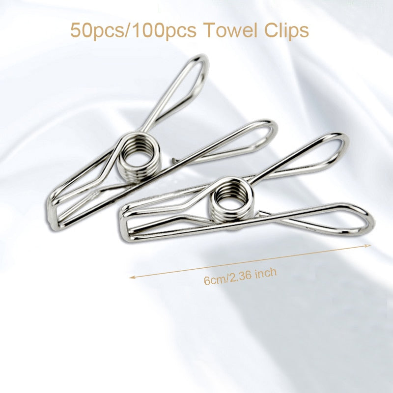 6cm/6.5cm Stainless Steel Clips Clothes Pins Pegs Holders Clothing Clamps Sealing Clip Household Clothespin Clips for Hangers