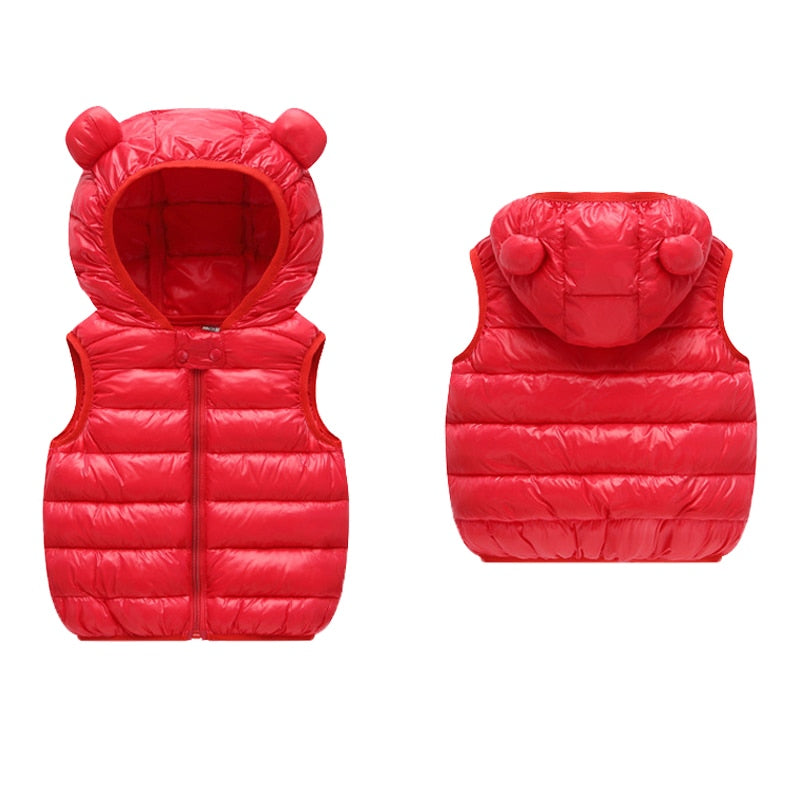 Children Warm Down Vest Autumn Baby Boys Girls Thicken Waistcoat Kids Outerwear Vests Children High Quality Hooded Jackets Vest