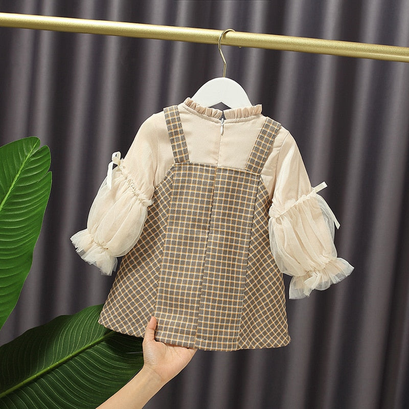 2020 otoño Vestidos infantiles para niñas lindo vestido de fiesta de cumpleaños a cuadros ropa de niño niña 1-4 años Vestidos ropa de bebé niña