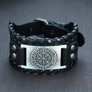 Vnox 26mm Wide Bracelets for Men Viking Icon Nordic Rune Hammer Wristband Black Brown Punk Rock Vintage Jewelry