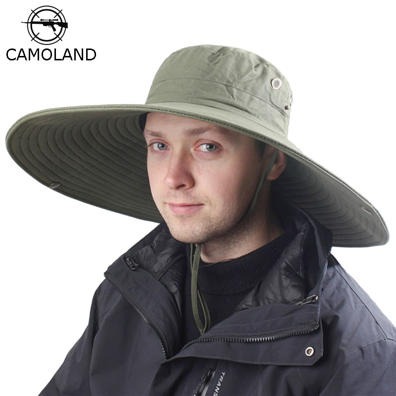 Sombrero de sol de ala ancha de 16cm de largo, sombrero de Safari transpirable para hombres y mujeres, sombrero Boonie de verano, gorra de protección UV, senderismo, pesca, sombrero de cubo para la playa