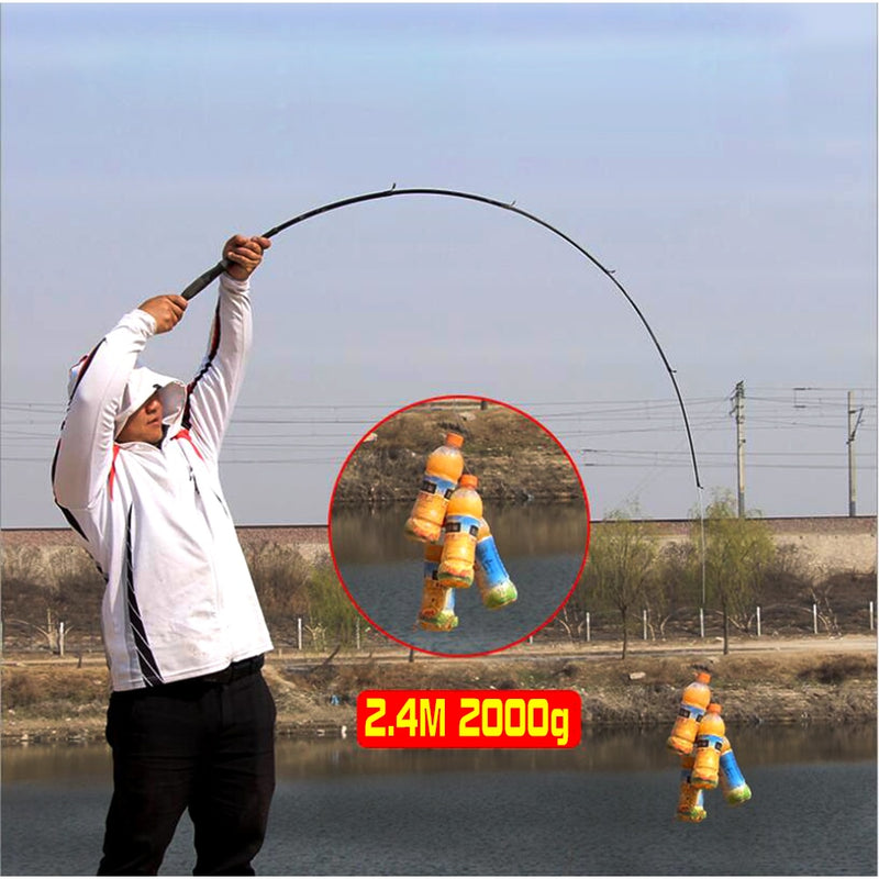 GHOTDA Telescopic Fishing Rod Ultralight Weight Spinning Fishing Rod Carbon Fiber Material 2.4-1.6m Fishing Rod Tackle