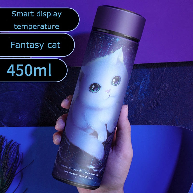 Termo inteligente de 450ML, botella de agua con pantalla Digital Led de temperatura, tazas térmicas de café de acero inoxidable, tazas de aislamiento inteligente
