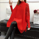 2022 Autumn And Winter New Loose Sweater Coat Women's Half-high Collar Pullover Wrap Swing Beading
