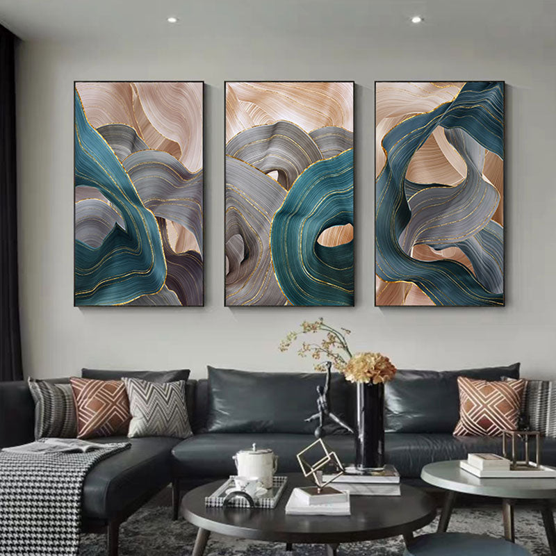 Gold Art Poster Nordic Canvas Painting Modern Abstract Luxury Ribbon Posters Prints Wall Pictures for Living Room Bedroom Decor