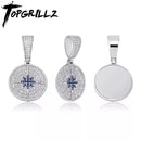 TOPGRILLZ Hip Hop brújula colgante Iced Out Cubic Zirconia colgante con cadena de tenis Hip Hop joyería de moda regalo para hombres y mujeres