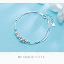 Modian Fashion Double Box Chain for Women Frosted Ball and Light Beads Sterling Silver 925 Bracelet Fine Jewelry 2020 Design
