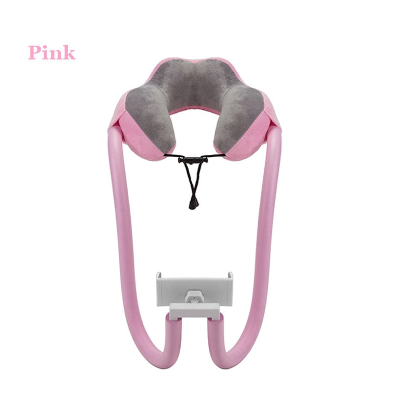 2-in-1 Phone Neck Holder U-Shaped Neck Support Pillow With Gooseneck Tablet Phone Holder Memory Foam Nap Pillow With Flexible