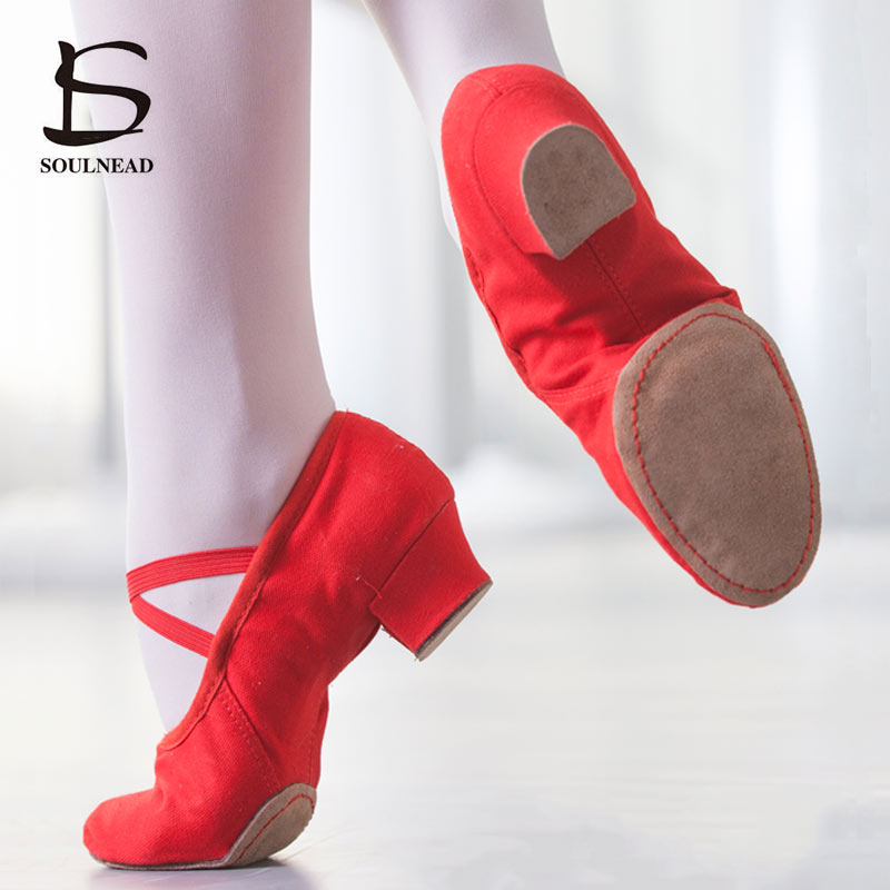 Zapatos de baile para mujer, zapatos de Ballet para niñas, zapatos de salsa de Jazz, suela suave, tacones bajos, zapatillas de baile para niños, zapatillas de deporte latinas rosas, negras, rojas para niños