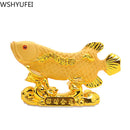 Chinese Style Lucky Home Office Company Car Talisman Money Drawing Fortune Arowana Golden Resin Fish Decorative Statue