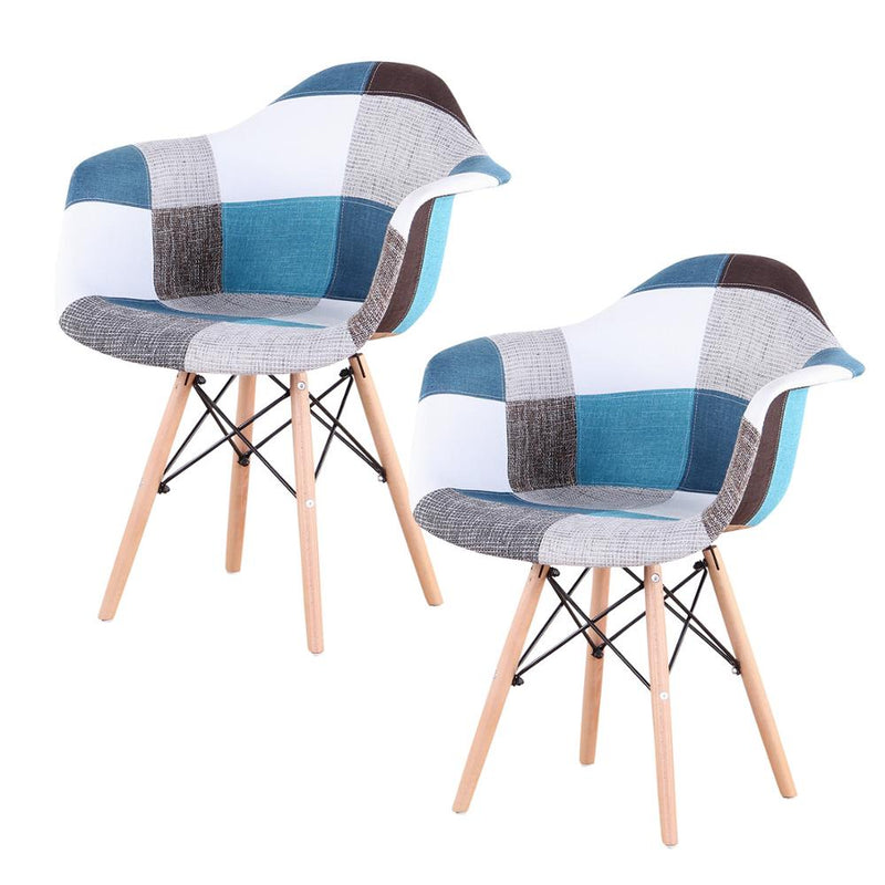 2Pcs/Set Medieval Dining Chairs with Beautiful and Durable Patchwork Pattern Nordic Armchair for Living Room Dining Room Kitchen