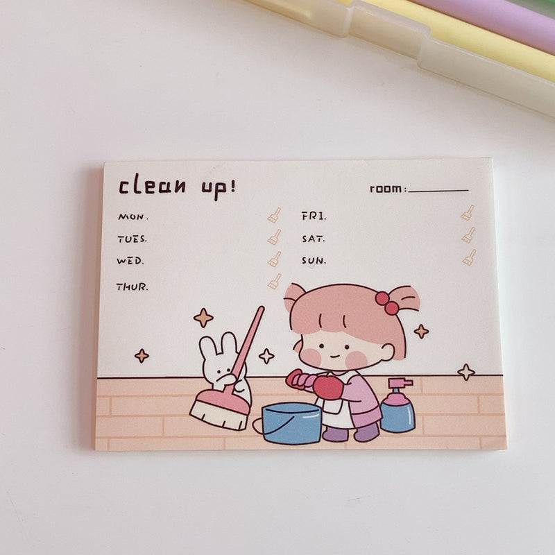 MINKYS Kawaii 50 hojas Bloc de notas papel para hacer lista de verificación planificador diario Bloc de notas Paperlaria escuela coreana papelería