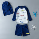 Swimwear for Children 3 Pieces Long Sleeve Swimsuit Kids Sun UV Protection Baby Bathing Clothes Child Toddler Swimming Suit Boys