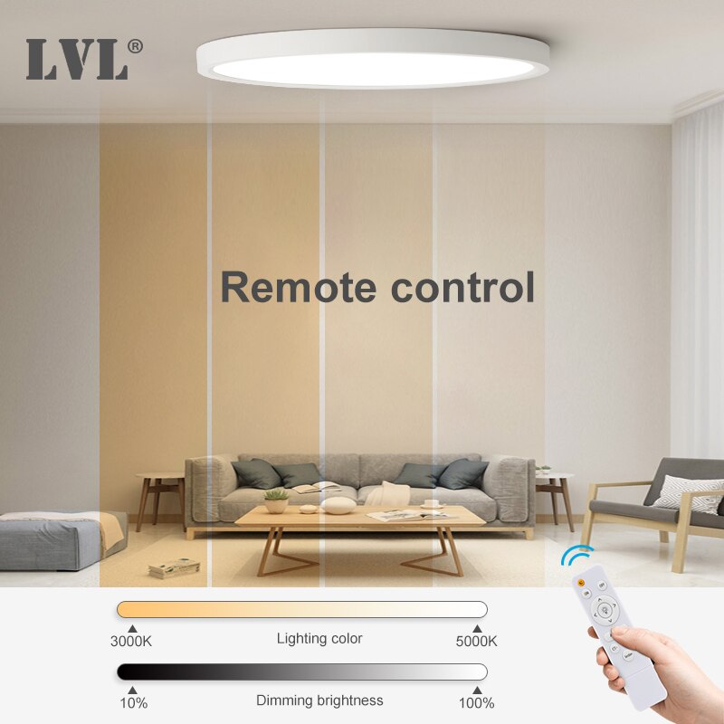 Luz de techo Led con Control remoto moderno, grano de madera dorada, 24W, 32W, dormitorio, sala de estar, cocina, baño, lámpara de techo regulable RC