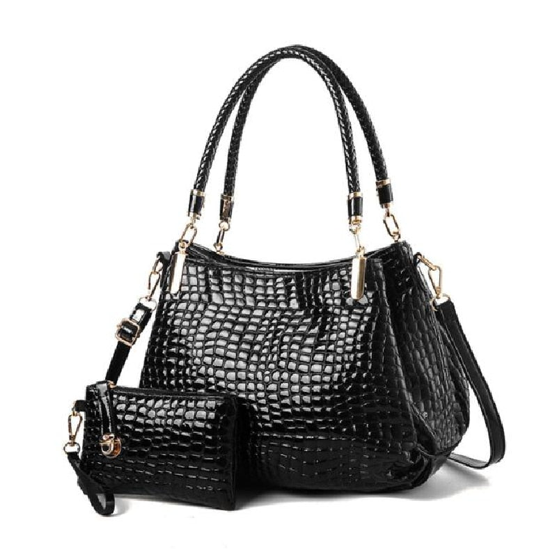 2Pcs Women luxury Handbag Zip Shoulder Bags For Women 2022 Soft Crocodile Pattern Leather Portable Shopping Totes bolso mujer