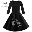 Elegant Black Embroidery Wrist Sleeve Women Dresses 2022 New Autumn Winter Casual O Neck Cotton A Line Vintage Party Vestidos