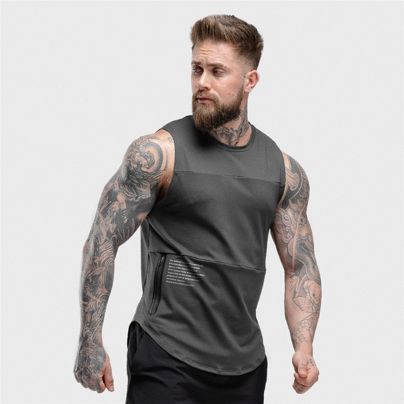 Men Zipper Sleeveless Vest Summer Breathable quick-drying Male Tight Gyms Clothes Bodybuilding Undershirt Fitness Tank Tops