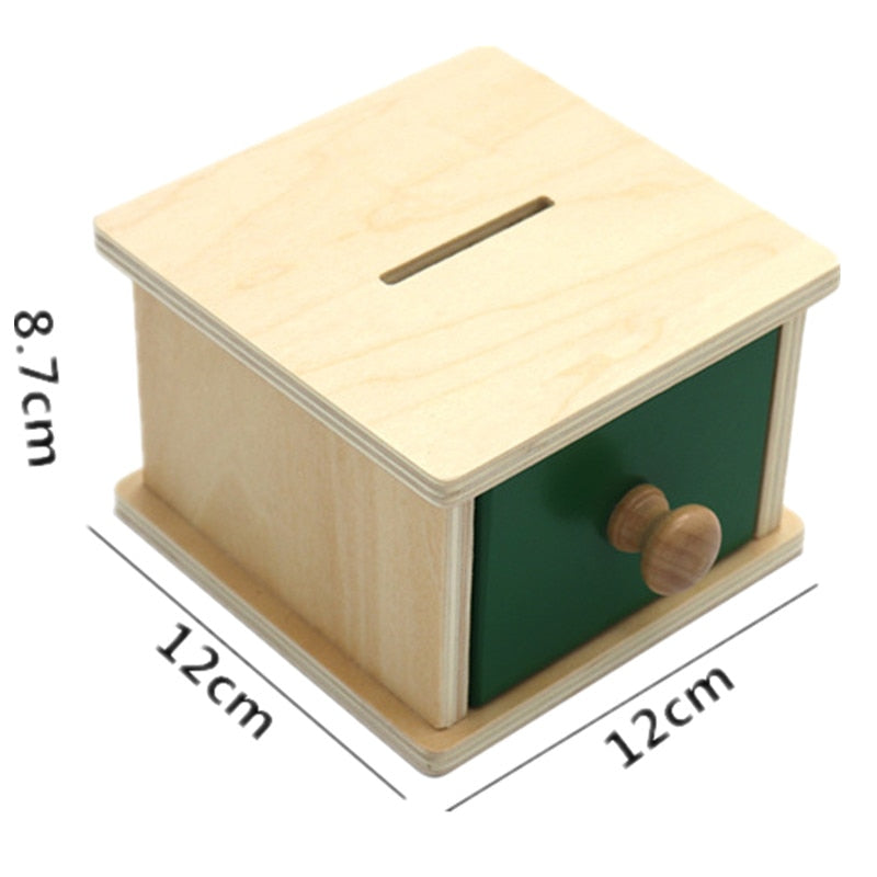 Juguete Montessori para niños, caja de monedas de madera para bebés, caja de bolas, aprendizaje educativo, entrenamiento preescolar, juguete de aprendizaje temprano para bebés