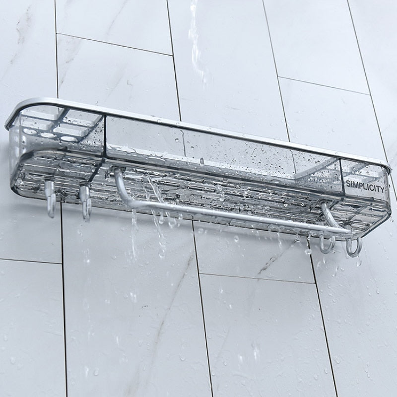 Punch-free Bathroom Shelf Shampoo Cosmetic Towel Storage Rack Organizer Bath Corner Holder Household Items Bathroom Accessories