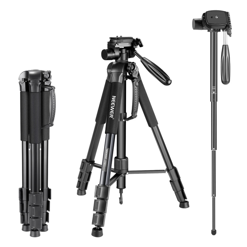 Neewer Camera Tripod Monopod Aluminum Alloy with 3-Way Swivel Pan Head Carrying Bag for Sony/Canon Portable 70 inches/177 cm