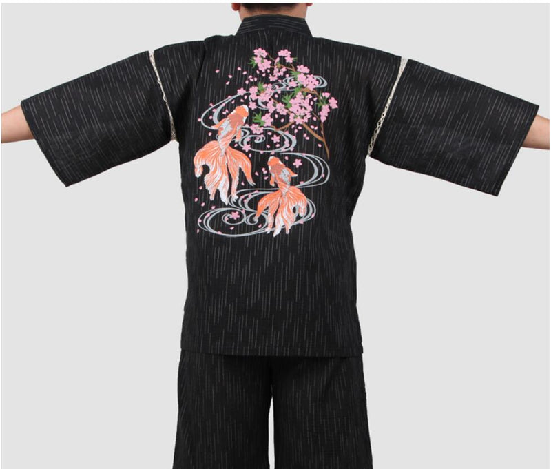 Traditioal Japanese Pajamas Sets Men Yukata Kimono Cotton Male Loose Japan Home Clothing Sleepwear Bathrobe Leisure Wear A52508