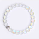 8mm Moonstone Stone Beaded Bracelet For Women Men Chakra Yoga Shining Stone Beaded Charm Bracelet Handmade Wristband Jewelry