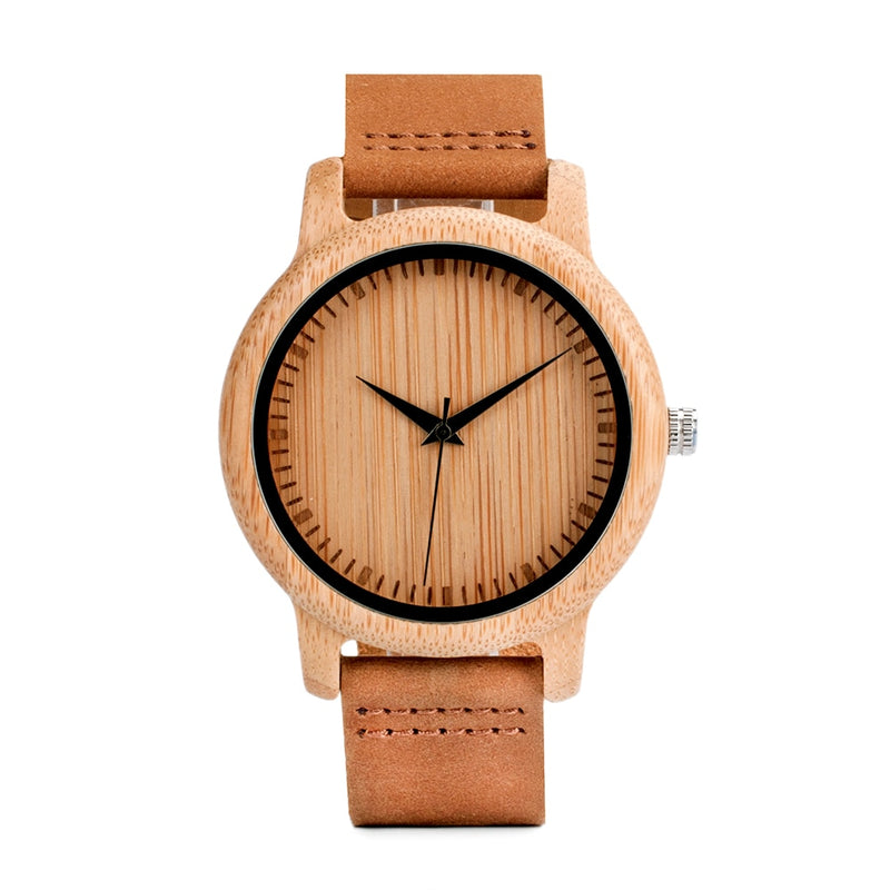 BOBO BIRD Ladies Casual Relojes de cuarzo Reloj de pulsera de bambú natural Top Brand Reloj único para pareja en caja de regalo