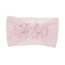 Nishine suave estiramiento satén Rosa flor bebé diadema nudo recién nacido ancho Nylon diademas turbante niñas sombreros niños foto Props