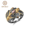 GEM'S BALLET 0.75Ct Natural Smoky Quartz 925 Sterling Silver Handmade Rings for Women Bijoux Georgia O'keeffe Leaf Ring NEW