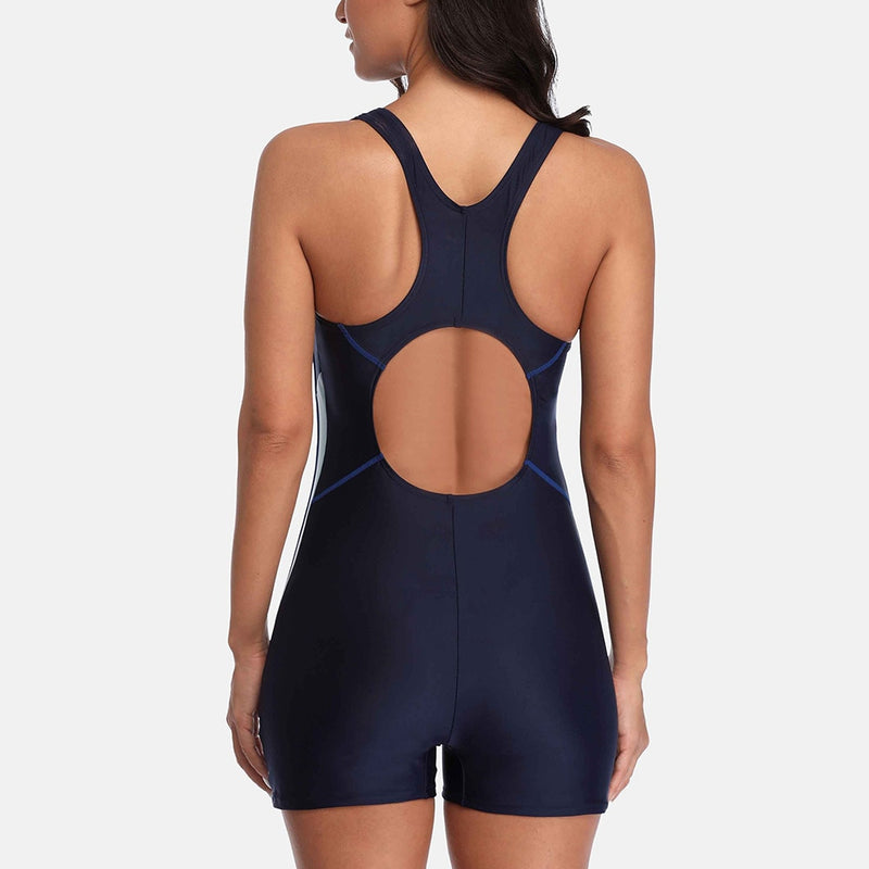 Anfilia una pieza mujer Pro deportes traje de baño Boyleg deporte traje de baño Patchwork Bikini ropa de playa traje de baño