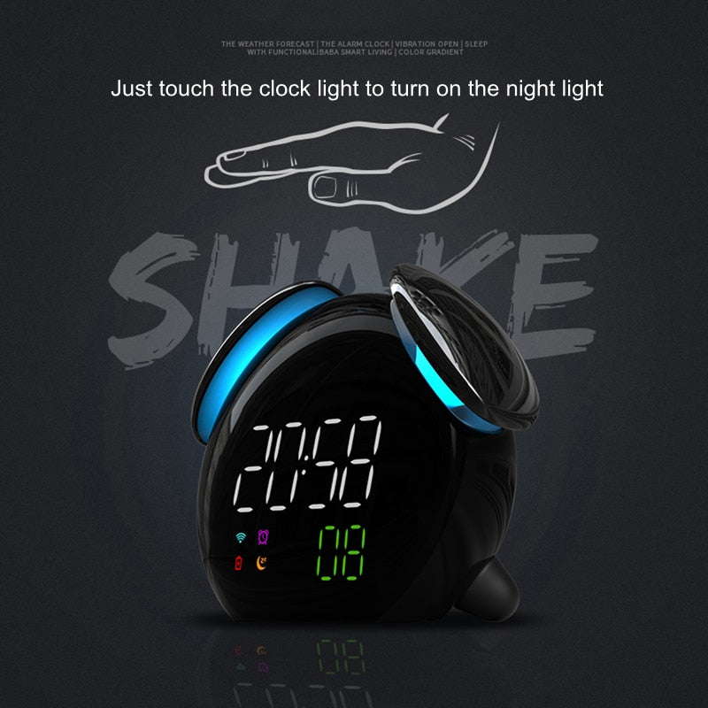 LED Wake Up Light Alarm Clock Night Light Bedroom Lamp Colorful Change USB Multifunction Alarm Clock For Child's Women Gifts