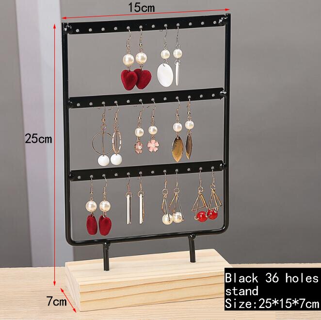 Nice Steel Earrings Storage Holder Jewelry Display Stand for Earrings Necklaces Bracelets Pendants Wooden Base Jewellery Rack