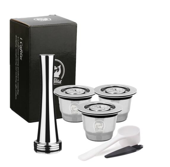 Verbesserter Edelstahl für Nespresso-Kaffeefilter, Kaffeekapseln, Tamper für Espresso, wiederverwendbare, nachfüllbare Körbe