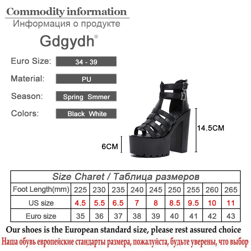 Gdgydh Open Toe Platform Sandals Women Chunky Heel Gladiator Shoes T-tied Thick Waterproof Nightclub Party High Heels Drop Ship