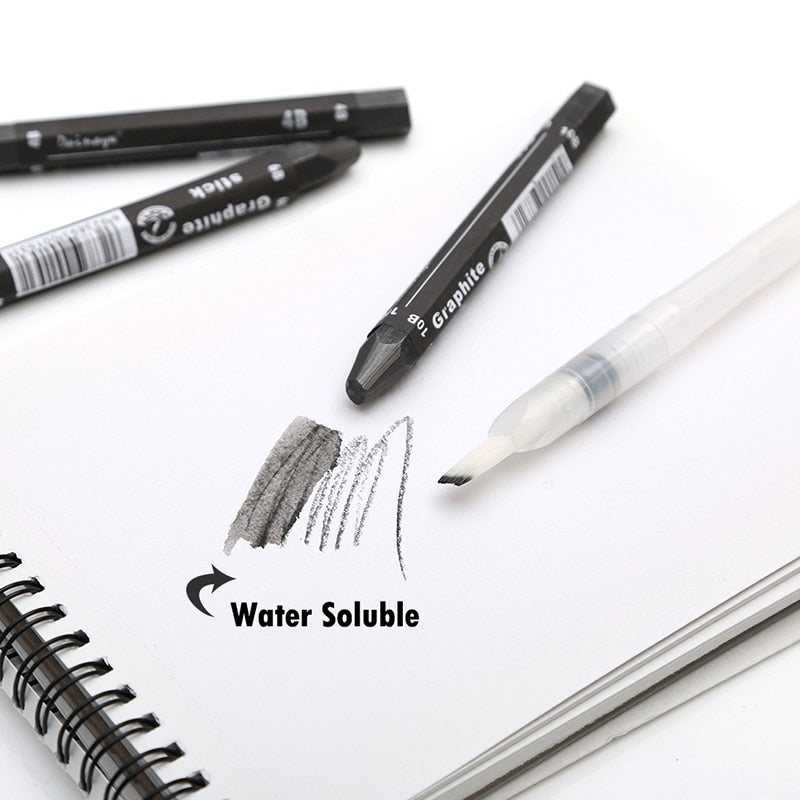 Graphite Stick Set - Water Soluble - 4B 6B 10B, Art Drawing Supplies for Sketch & Shading Pencils, Artist Sketching - 3 Pcs