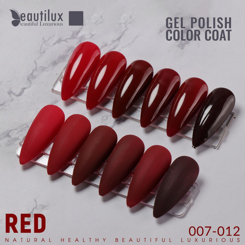 Beautilux Red Color Gel Polish Kit Soak Off UV LED Wine Burgundy Red Cherry Color Nail Gel Polish Set Nails Gels Lacquer 10ml