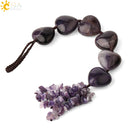 CSJA Heart Shape Natural Stone Car Hanging Chakra Chip Bead Healing Crystal Handmade Weave Lucky Ornament Window Wall Decor G541