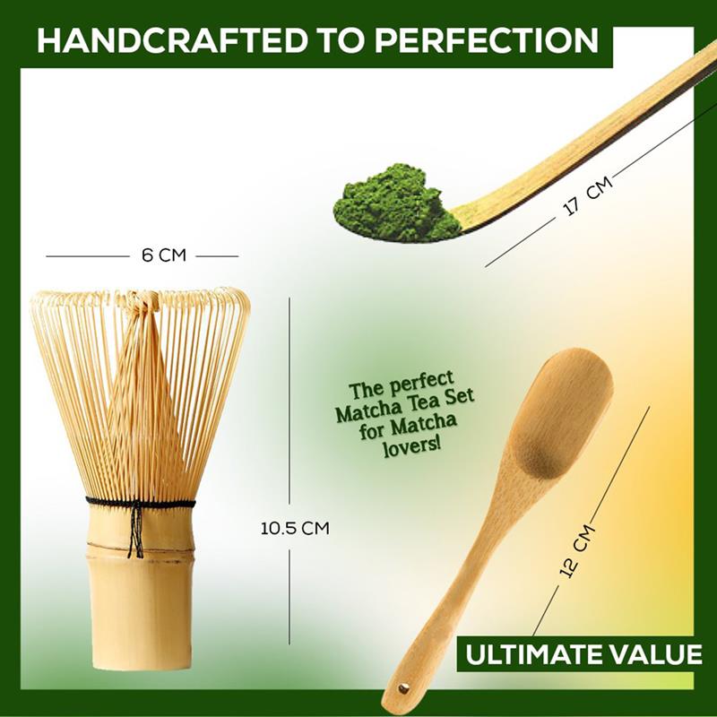 3PCS Japanese Tea Set Includes Matcha Bamboo Whisk Traditional Scoop &amp; Tea Spoon