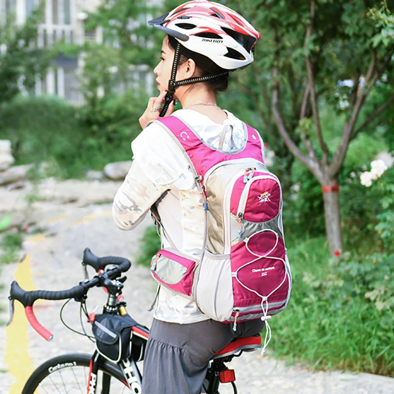 15L Outdoor Sports Cycling Camping Backpack Hiking Running Bike Riding Hydration Water Bag Pack Bladder Knapsack with Helmet Net