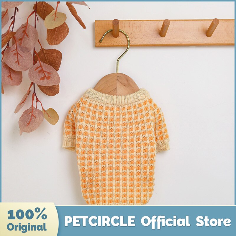 PETCIRCLE New Dog Puppy Clothes Orange Wafer Sweater Pet Cat Fit Small Dog Spring and Autumn Pet Cute Costume Dog Cloth Sweater