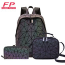 2022 New Luminous Backpack School Women Men Set Rucksack Female Lattice Backbag Holographic Shoulder Bags Purse mochila sac