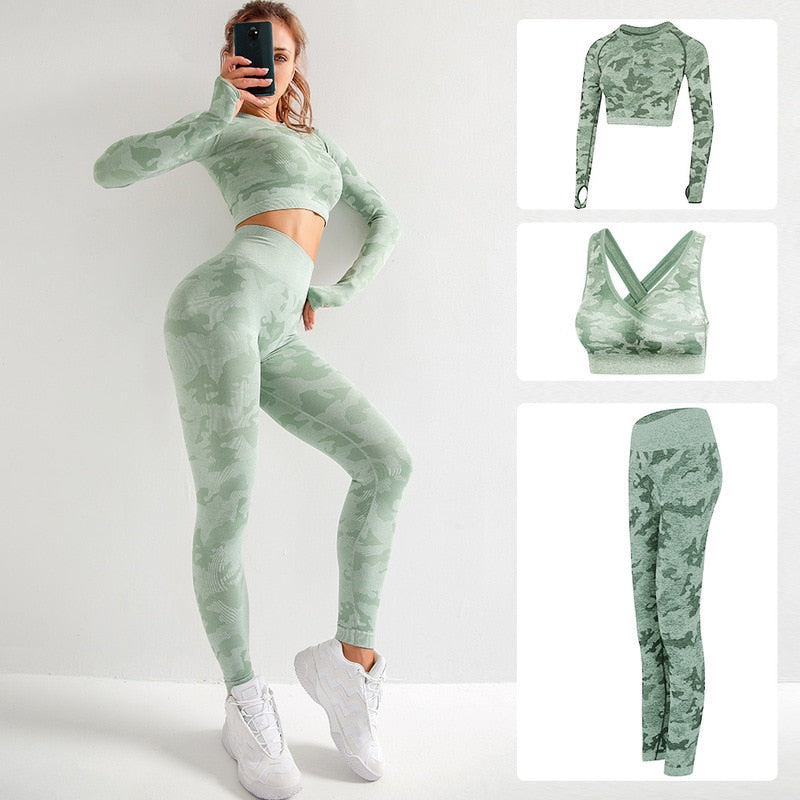 Damen Gym Set Kleidung 2 Stück Yoga Set Sport-BH und Leggings Jogging Nahtlose Workout Sporthose Damen Fitness Sportanzug