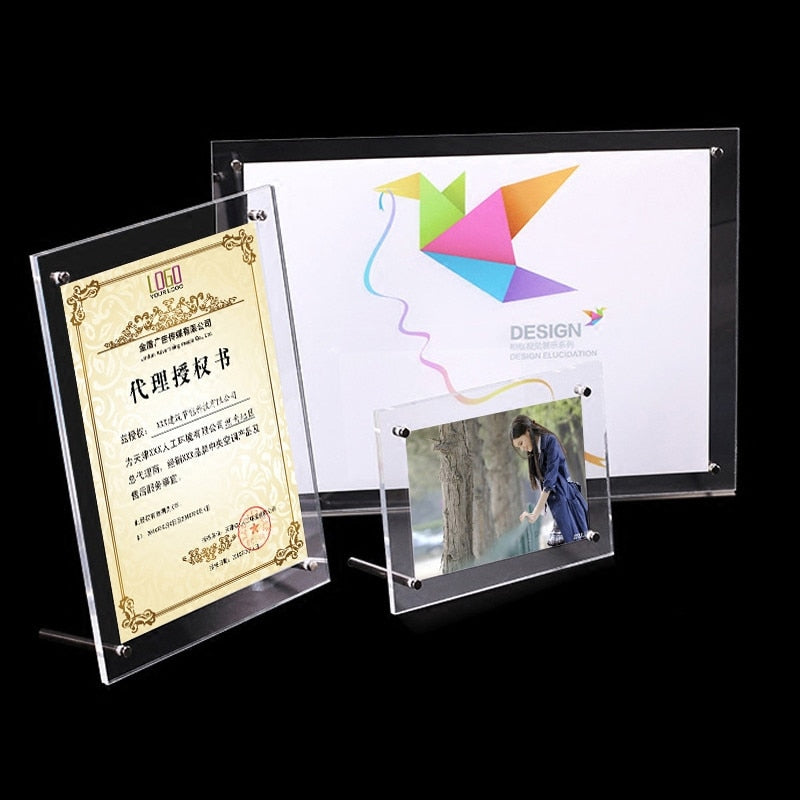 1 SET Acrylic Photo Frame Product Price Tag Display Stand Transparent Screws Advertising Europe High-End Fashion Picture Frames