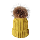 Furtalk Real Fur pompom Beanie Hat Women Winter Knitted Hat Warm Real Big Raccoon Pom Pom Hat  for Female