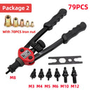 HIFESON Hand Threaded Rivet Nut Gun 70/95/300PCS Nuts Insert Manual Riveter Rivnut Tool for M3 M4 M5 M6 M8 M10 M12 Nut