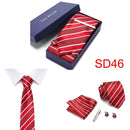 Gift Box 38 styles Tie Set Hanky Cufflinks With Gift Box Jacquard Woven Neckties Set For Men Wedding Party Lots of  accessories